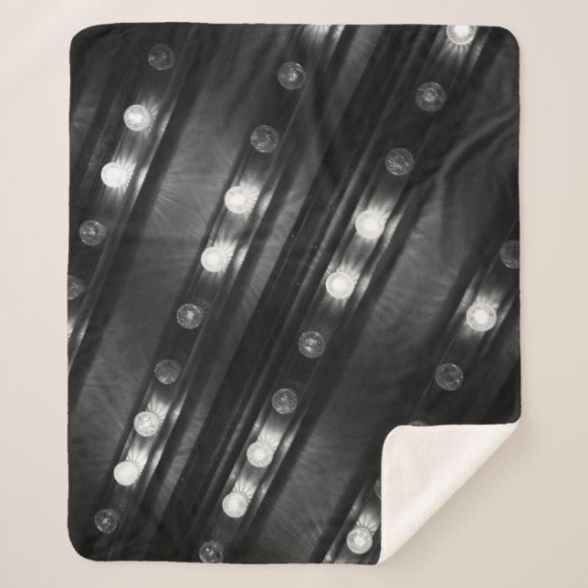 Black and White Twinkle Lights Sherpa Blanket (Front)