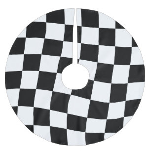 Black and White Twisted Chequerboard Brushed Polyester Tree Skirt