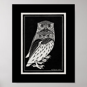 Black and White Two owls by Julie de Graag Poster