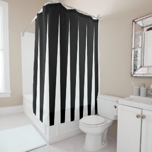 Black and White Two Tone Pleat Illusion Shower Curtain