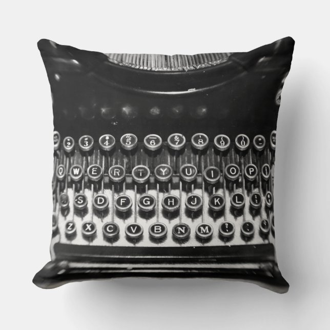 Black and White Typewriter Cushion (Front)