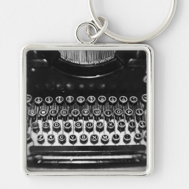Black and White Typewriter Key Ring (Front)