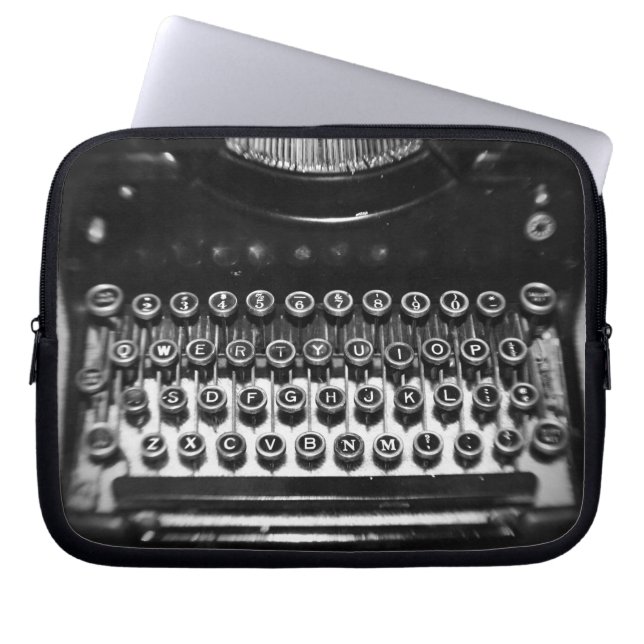 Black and White Typewriter Laptop Sleeve (Front)