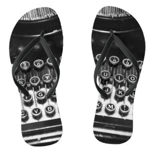 Black and White Typewriter Thongs
