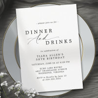 Black and White Typography Adult Birthday Dinner