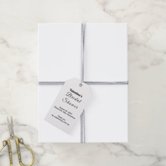 Black and White Typography Bridal Shower Gift Tags