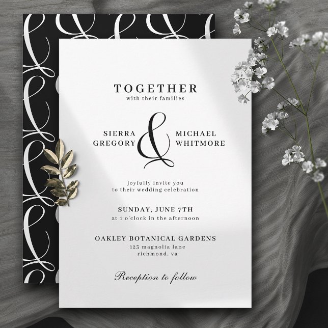 Black and White Typography Formal Classic Wedding Invitation (Creator Uploaded)