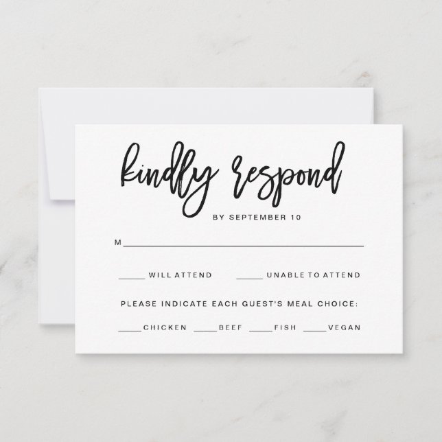 Black and White Typography | Meal Choice RSVP Card (Front)