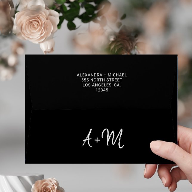 Black and white typography monogram wedding envelope (Creator Uploaded)