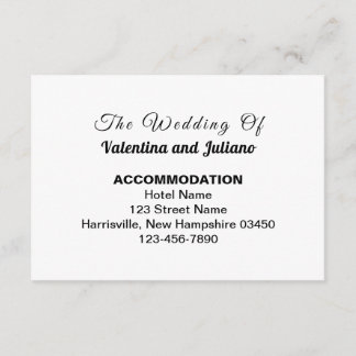 Black and White Typography Wedding Accommodation Enclosure Card