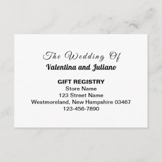 Black and White Typography Wedding Gift Registry Enclosure Card