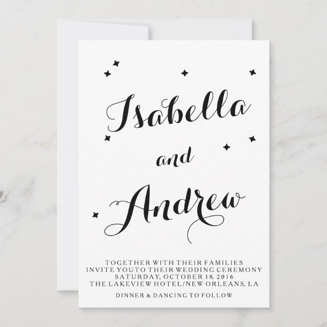 Black and White Typography Wedding Invitation (Front)