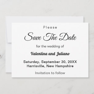 Black and White Typography Wedding Save The Date