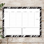 Black and White Undated Weekly Vertical Planner Notepad<br><div class="desc">Undated vertical weekly planner with black and white accents on the decorative border. Has a spot for a  to-do list and notes.</div>