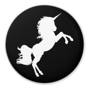 Black and White Unicorn Stars Fairytale Knob