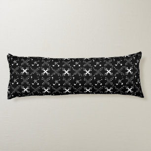 Black and White Unique Abstract Floral Pattern Body Cushion