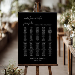 Black and white up to 20 tables seating plan poster