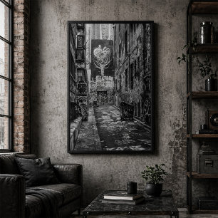 Black and White Urban Graffiti Laneway Poster
