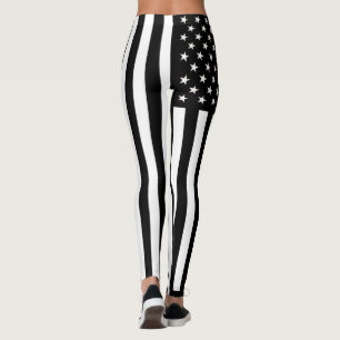 Black and White USA Flag Leggings