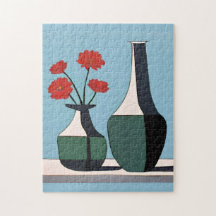Black and White Vases with Red Flowers    Jigsaw Puzzle
