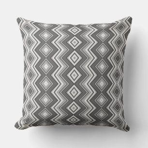Black and white vertical geometric zig zag pattern cushion