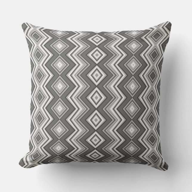 Black and white vertical geometric zig zag pattern cushion (Front)
