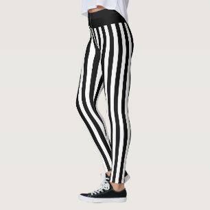 Black and white vertical print stripe gothic zebra leggings