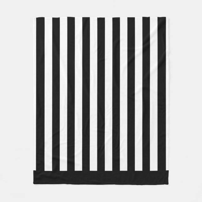Black and White Vertical Referee Stripes Fleece Blanket (Front)