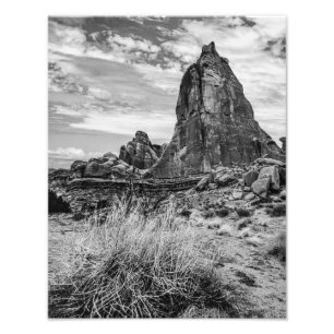 Black and white vertical rock formation in Utah  Photo Print
