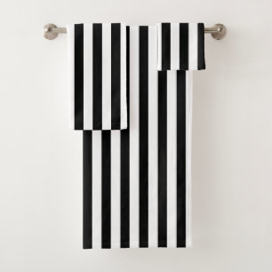Black And White Vertical Stripe Bath Towel Set