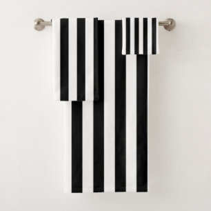 Black And White Vertical Stripe  Bath Towel Set
