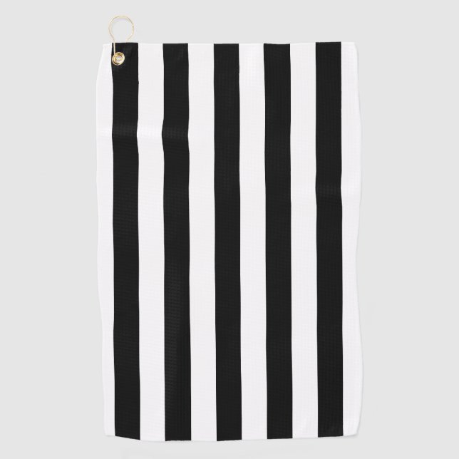 Black And White Vertical Stripe Pattern  Golf Towel (Front)
