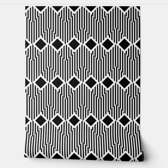 Black and White Vertical Stripe Wallpaper (Unrolling)
