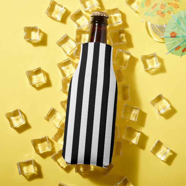 Black and White Vertical Stripes Bottle Cooler (In Situ Summer)
