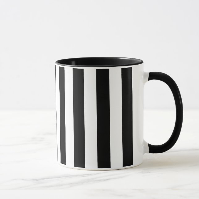Black and White Vertical Stripes Mug (Right)