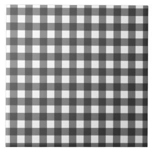 Black and White Vichy Print Gingham Pattern Ceramic Tile