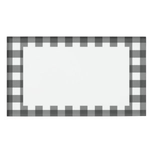 Black and White Vichy Print Gingham Pattern Name Tag