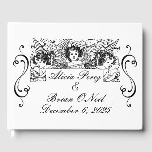 Black and White Victorian Cherubs Wedding Guest Book
