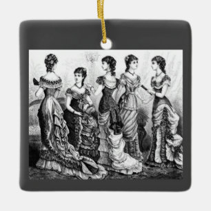 Black And White Victorian Fashions Ceramic Ornament