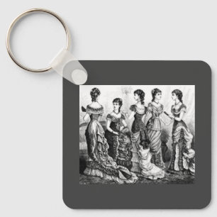 Black And White Victorian Fashions Key Ring