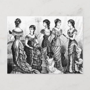 Black And White Victorian Fashions Postcard
