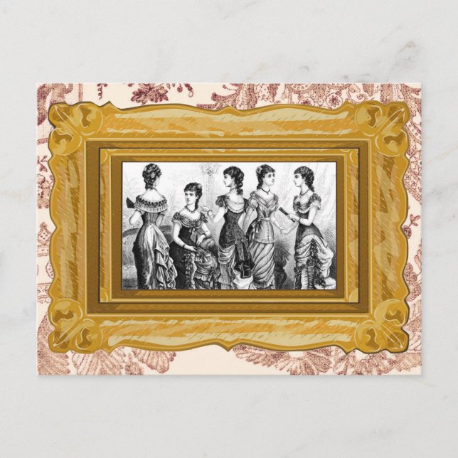 Black And White Victorian Fashions Postcard (Front)