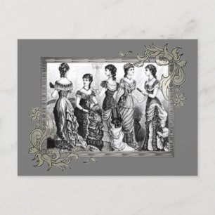 Black And White Victorian Fashions Postcard