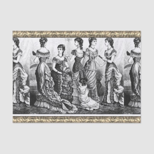 Black And White Victorian Fashions Tissue Paper (Front)
