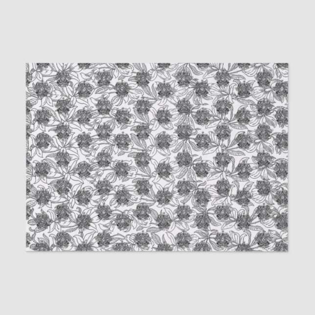 Black and White Victorian Ornamental Design Tissue Paper (Front)