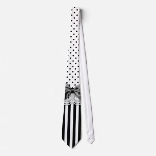 Black And White Victorian Stripes With Bow Tie