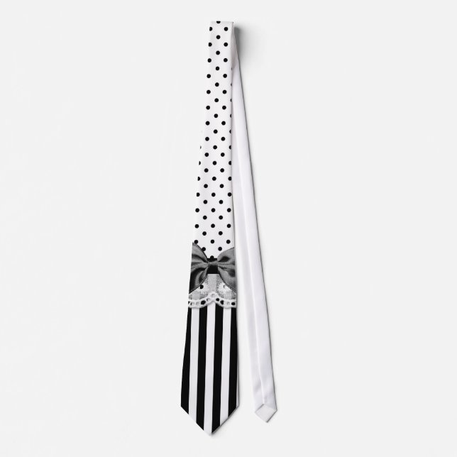 Black And White Victorian Stripes With Bow Tie (Front)