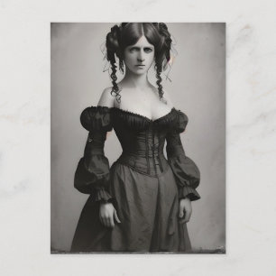 Black and white Victorian Woman  Postcard