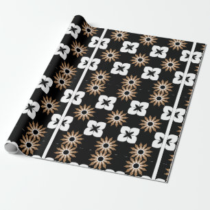 Black and White Vintage Ceramic Mosaic Tile Name Wrapping Paper