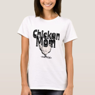 Black and White Vintage Chicken Mum  T-Shirt